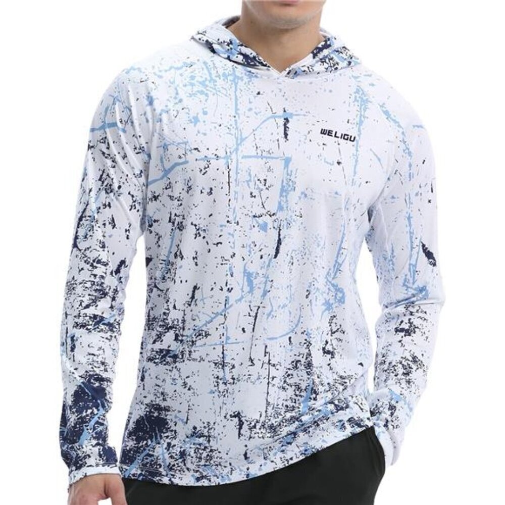 Long Sleeve UPF 50+ Fishing Hoodie Shirt for Men Outdoor
